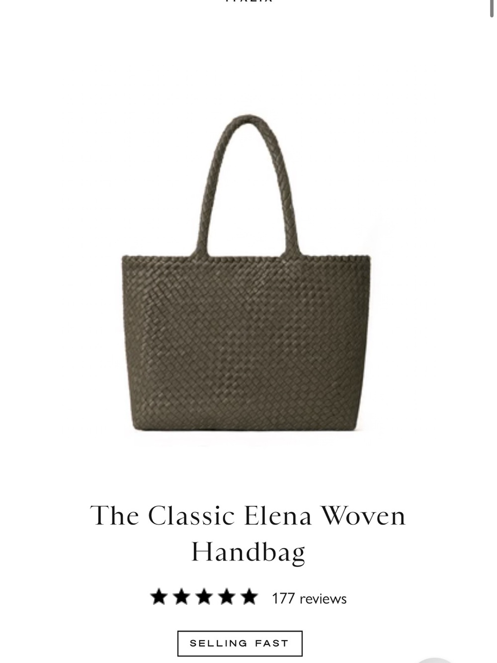 Milaner Classic Elena Woven Leather Tote Juniper Gray Nappa